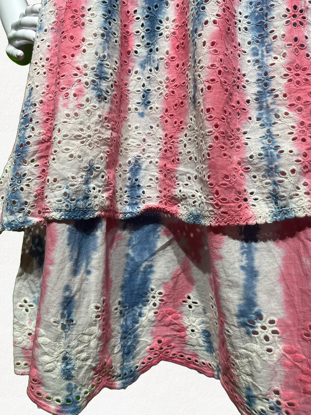 Candy Cloud: Tie-Dye Schiffli Cotton Tunic with Side-Cut Details