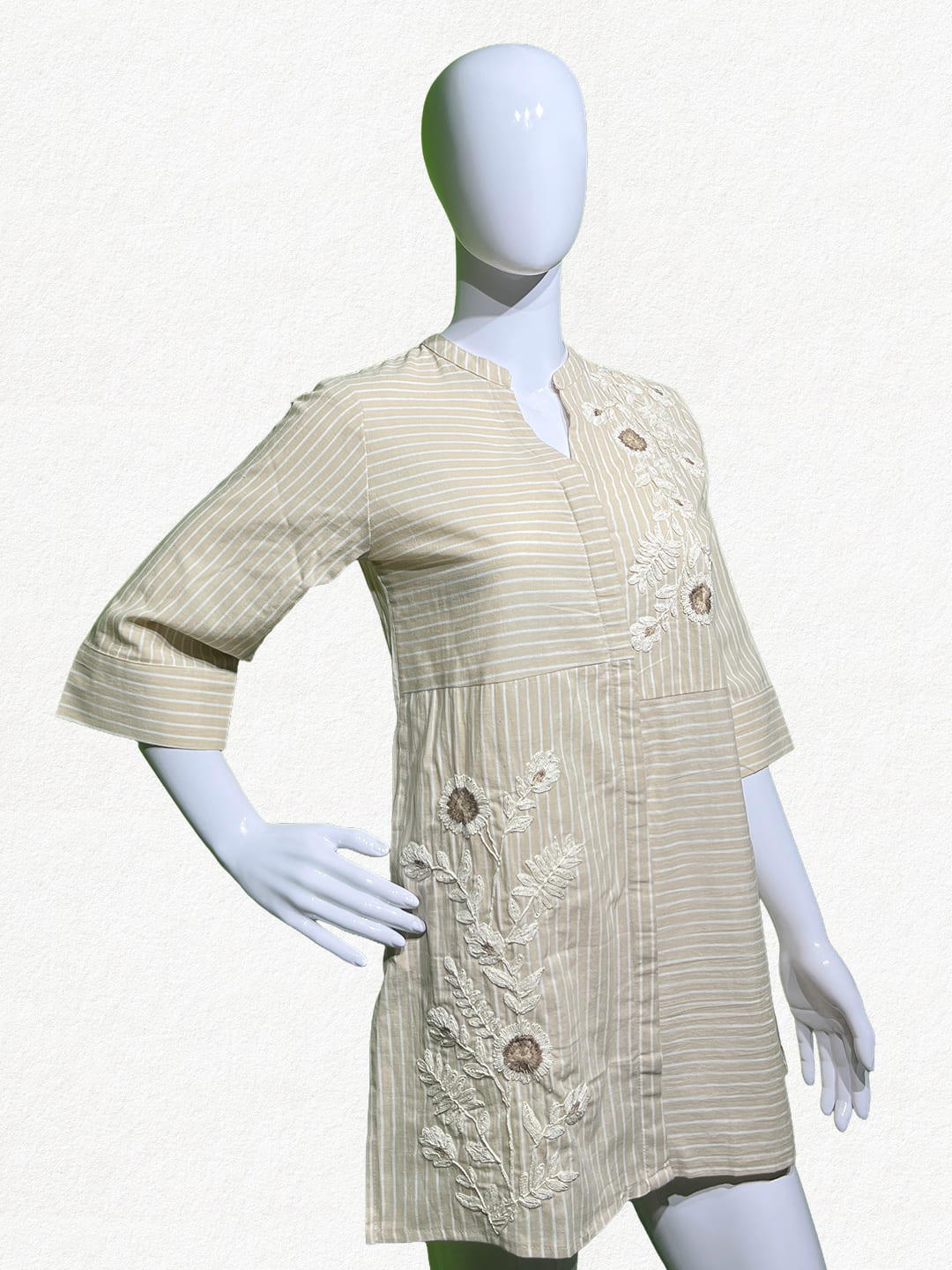 Happiora Vanilla Vine: Striped Embroidered Tunic