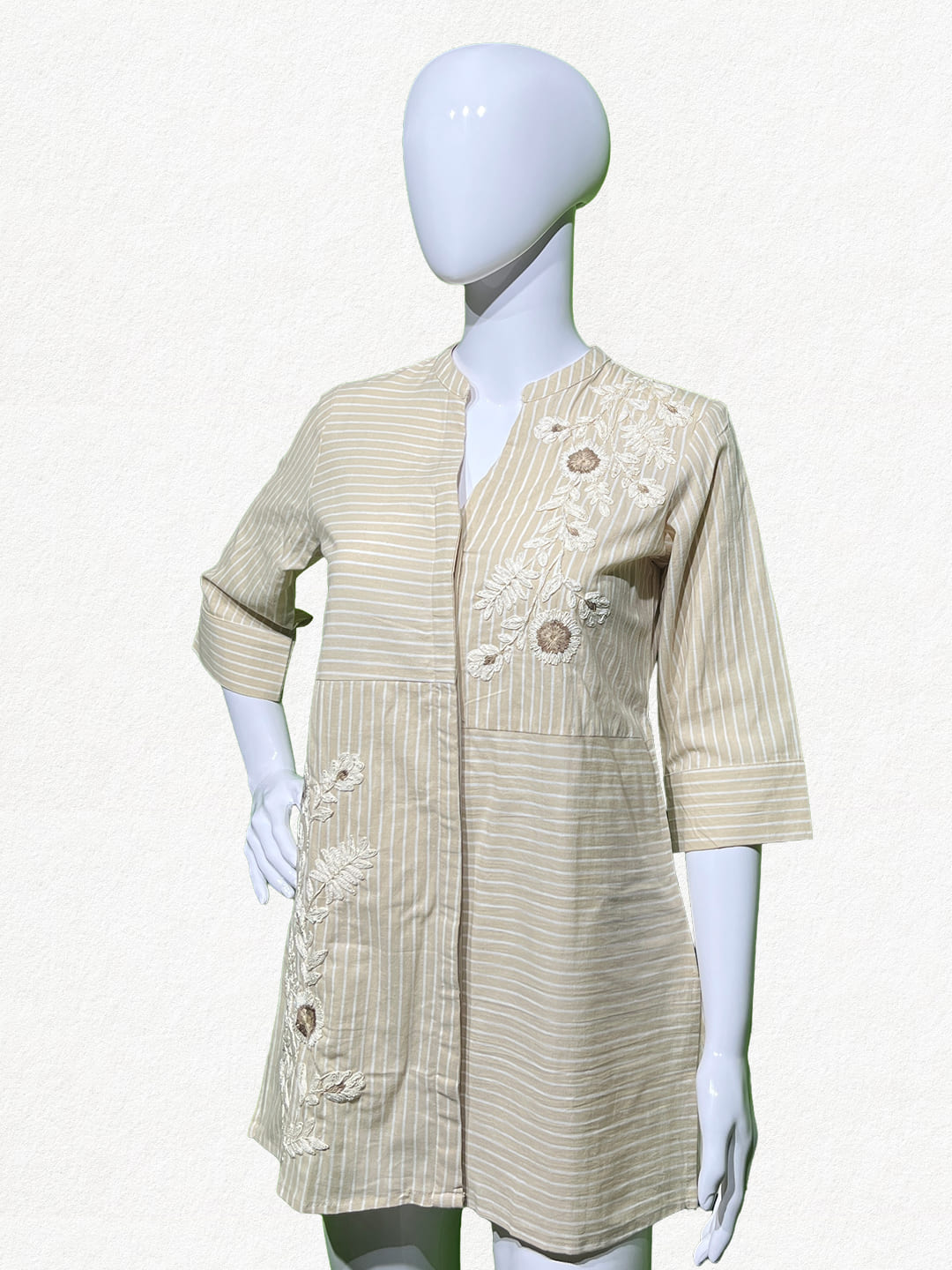 Happiora Vanilla Vine: Striped Embroidered Tunic