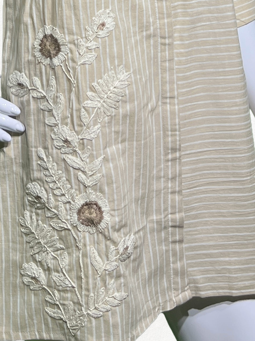 Happiora Vanilla Vine: Striped Embroidered Tunic