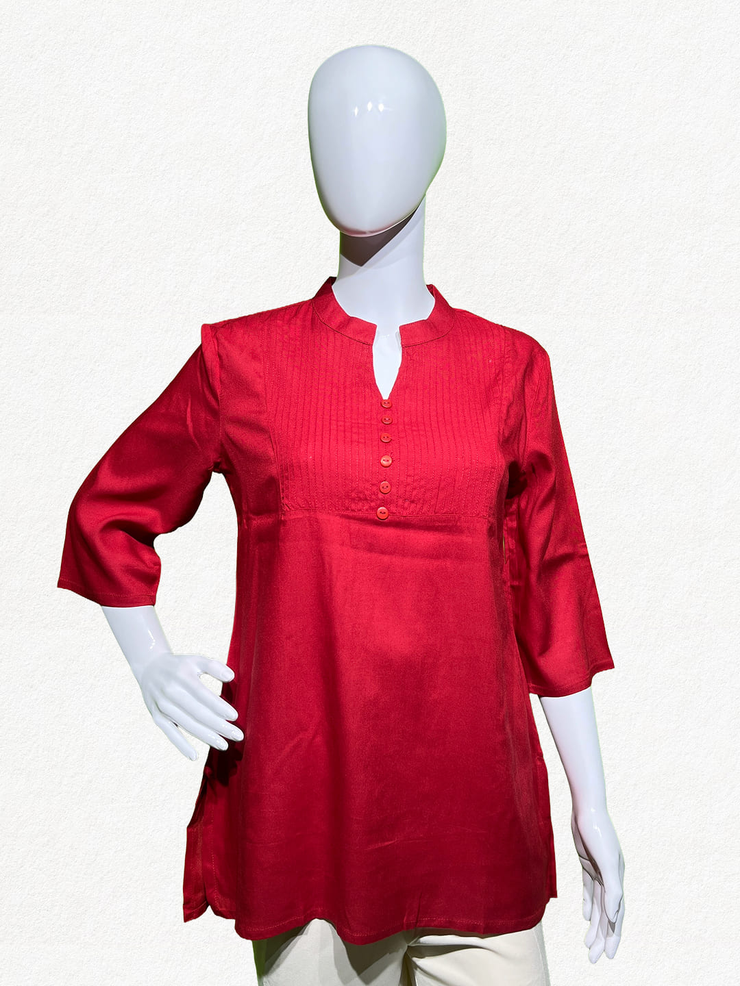 Happiora Scarlet Essence: Tailored Pintuck Cotton Kurti