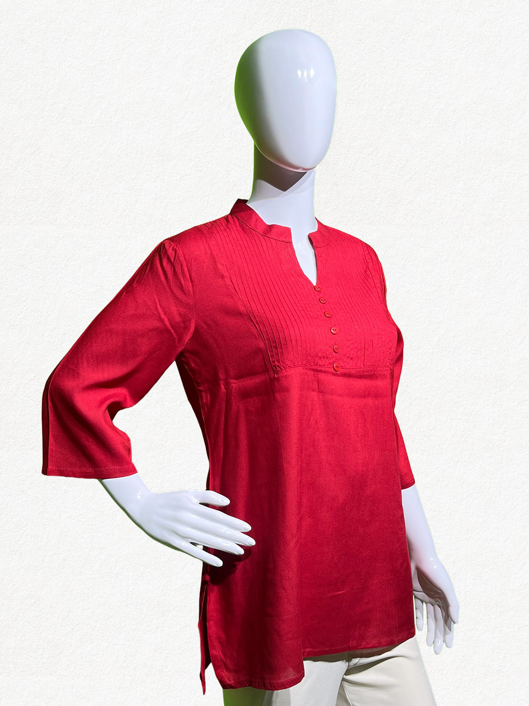 Happiora Scarlet Essence: Tailored Pintuck Cotton Kurti
