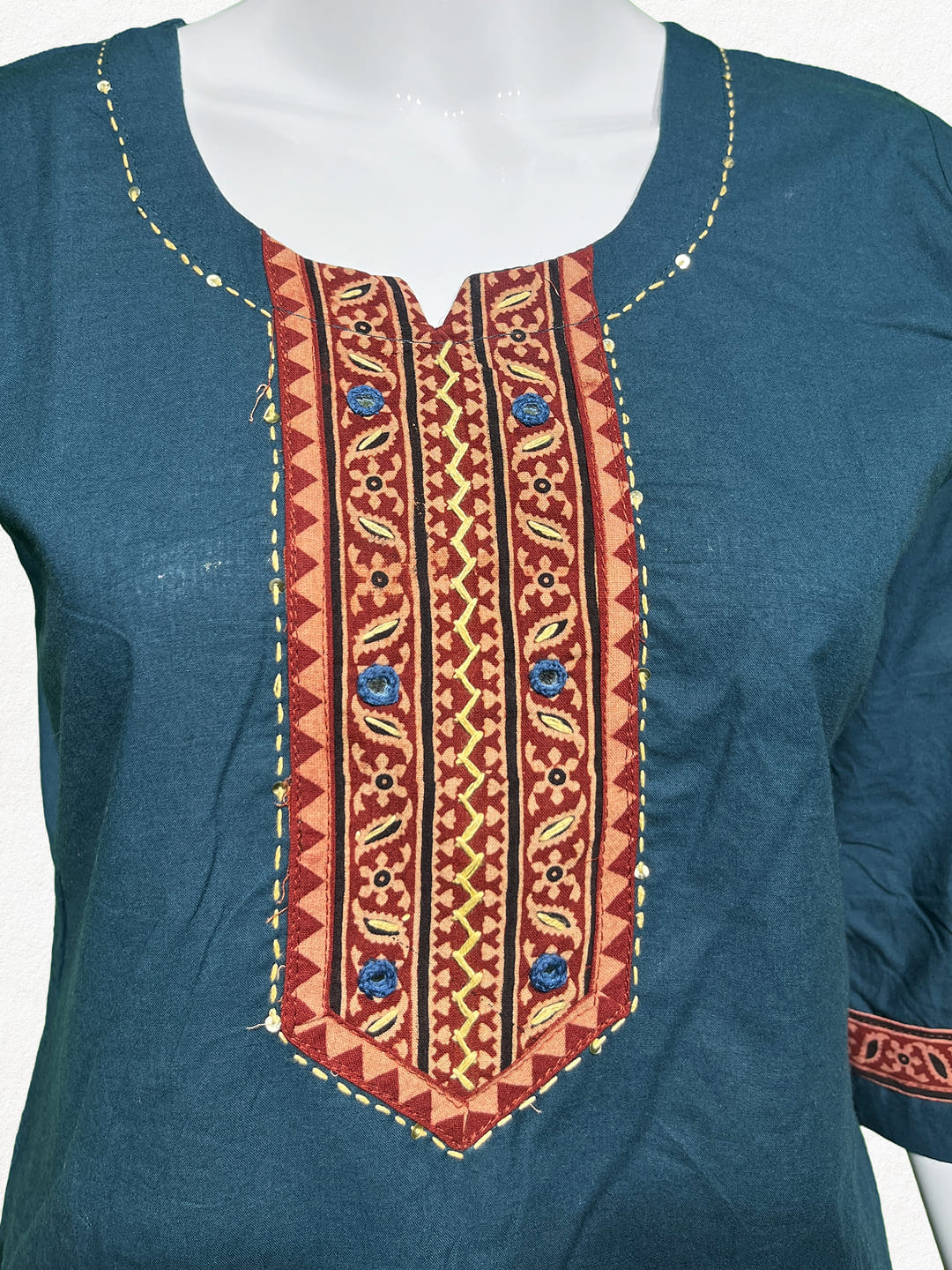 Happiora Indigo Heritage: Embroidered Yoke Cotton Kurti