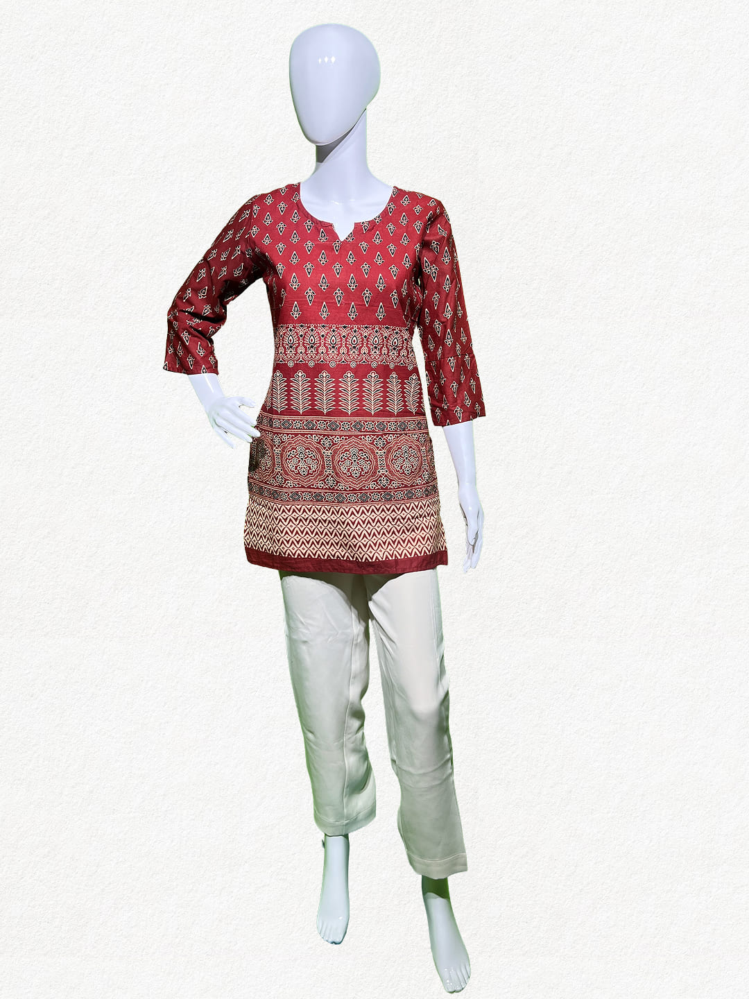 Happiora Ruby Ajrakh: Authentic Hand-Printed Kurti