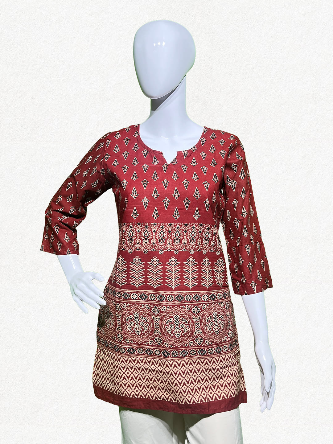 Happiora Ruby Ajrakh: Authentic Hand-Printed Kurti