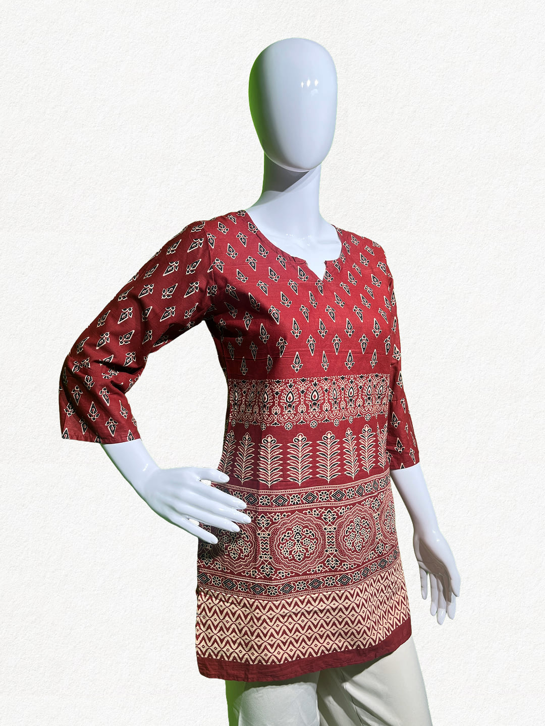 Happiora Ruby Ajrakh: Authentic Hand-Printed Kurti