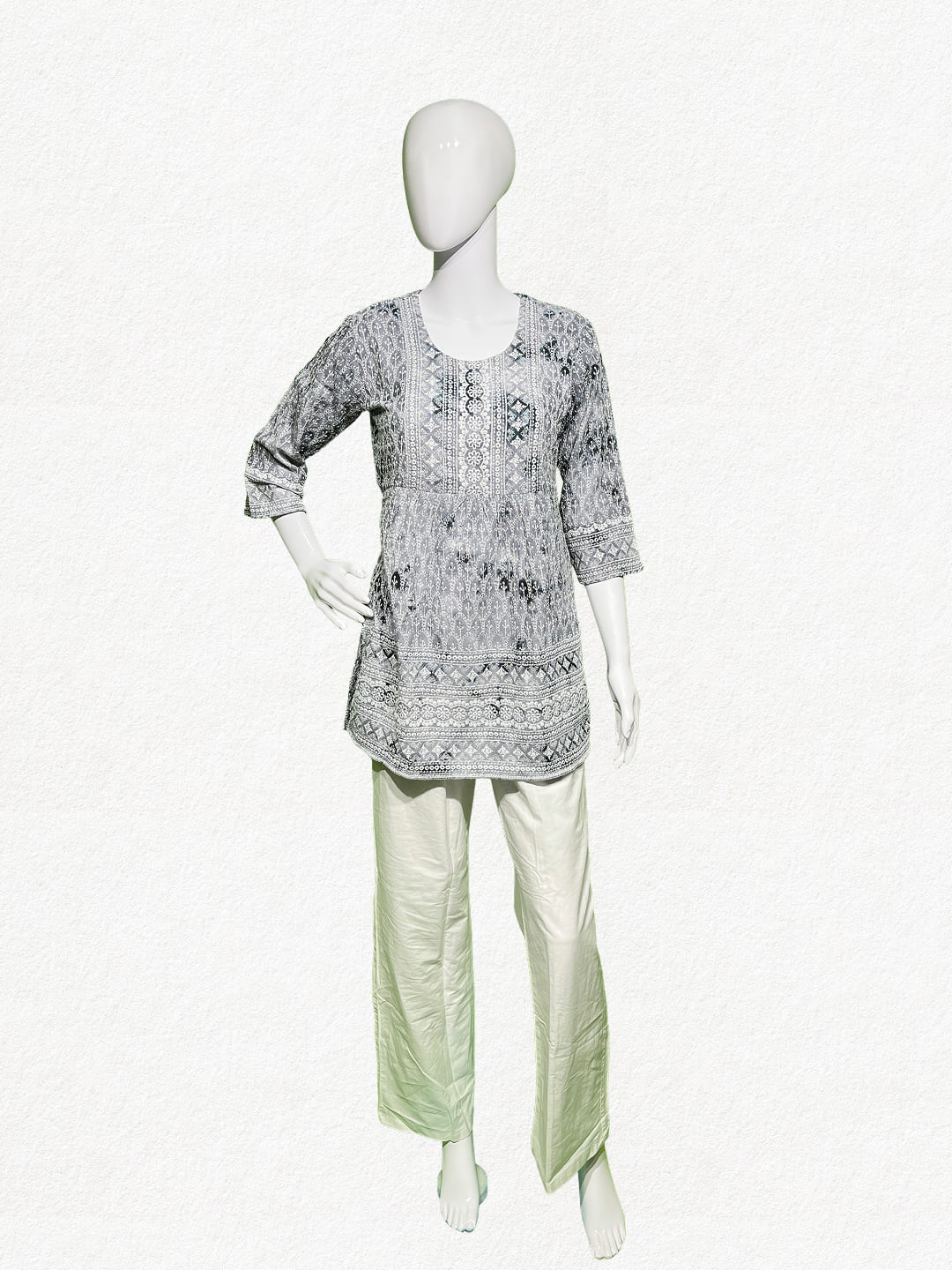 Happiora Smoky Mist: Embroidered Tie-Dye Co-ord Set