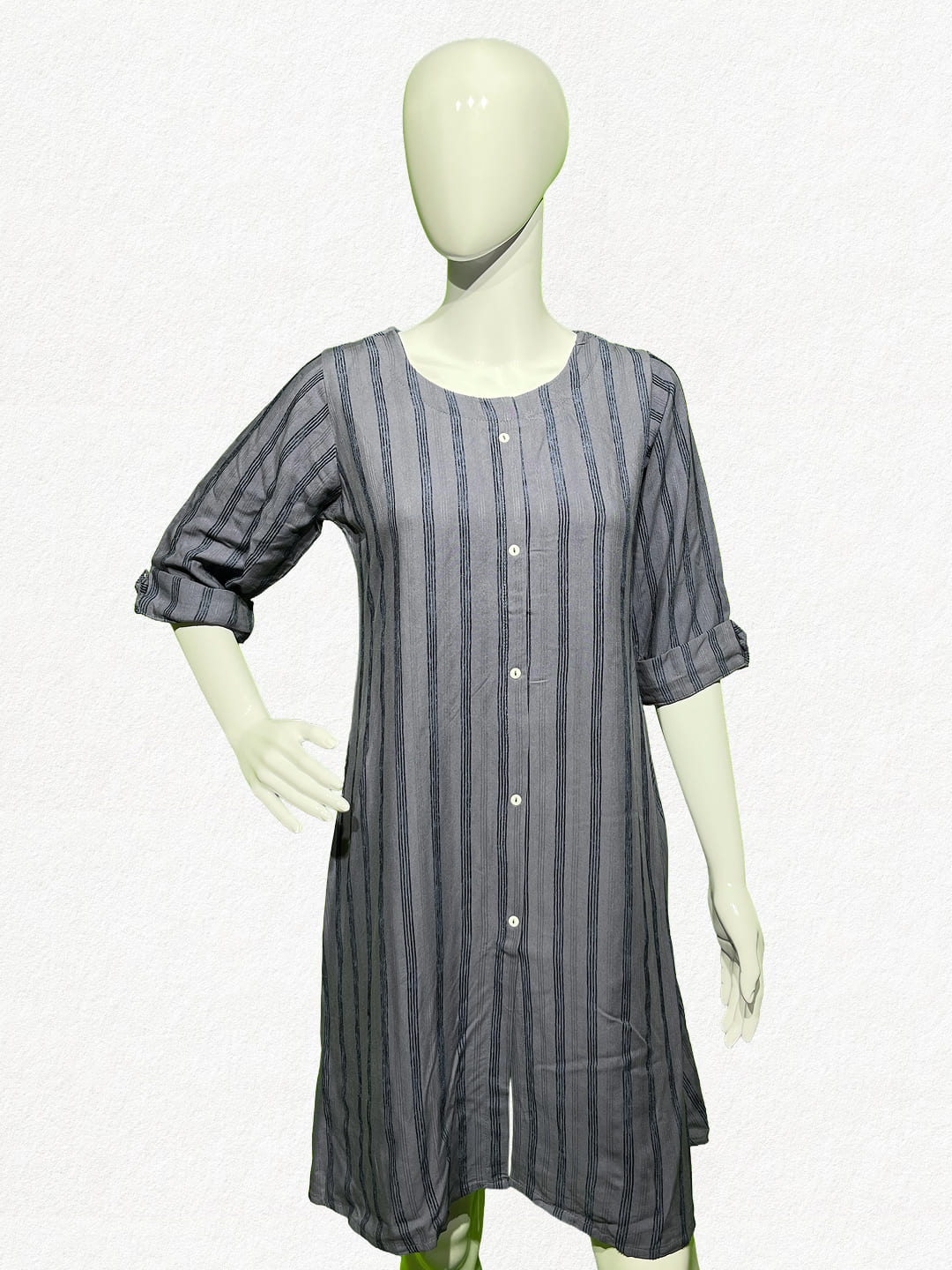 Happiora Metro Stripe: Contemporary Cotton Shirt Dress