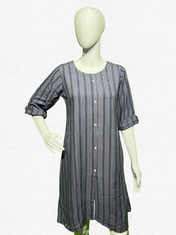 Happiora Metro Stripe: Contemporary Cotton Shirt Dress