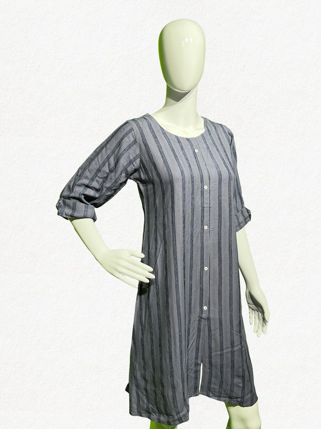Happiora Metro Stripe: Contemporary Cotton Shirt Dress