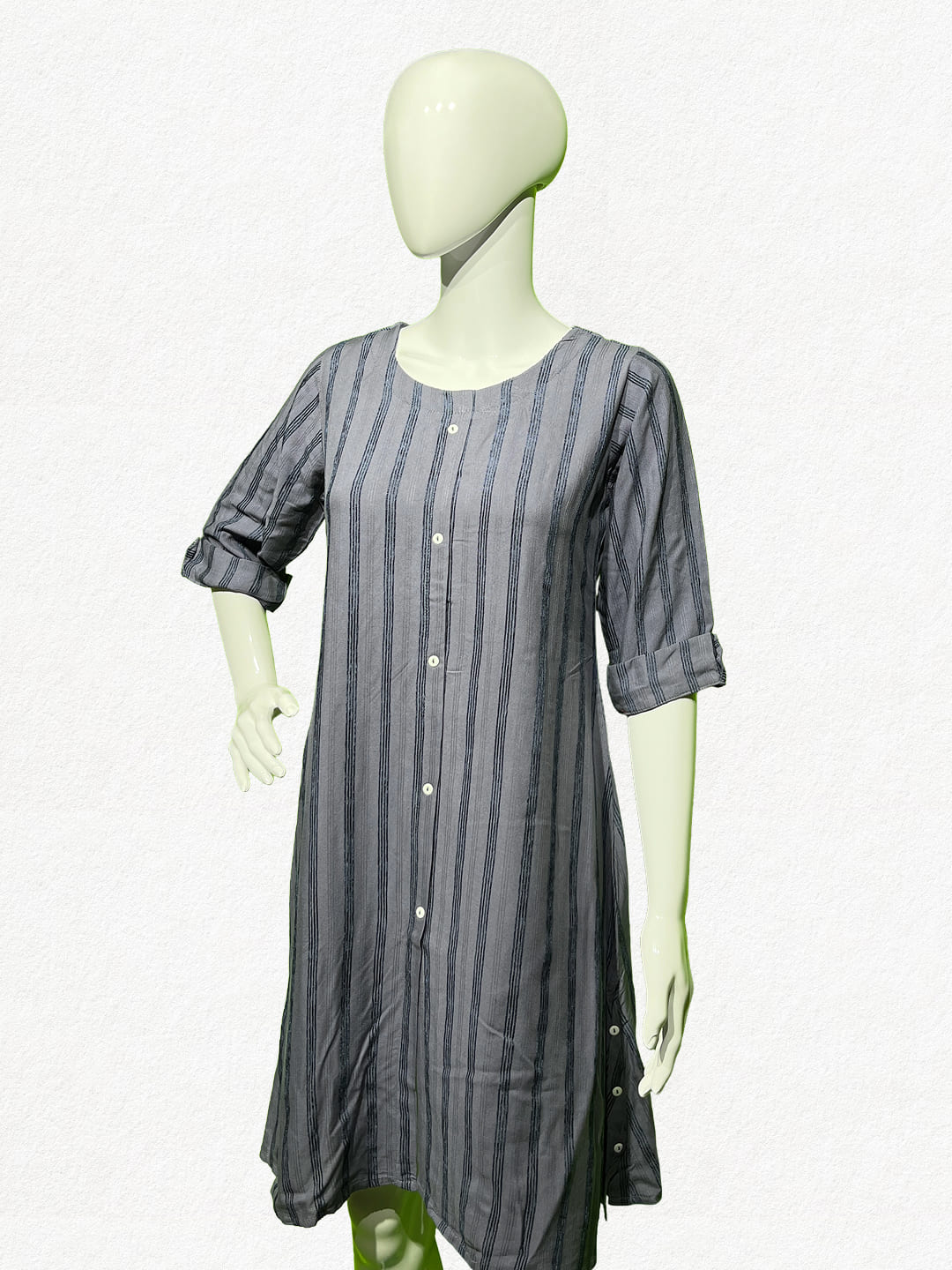 Happiora Metro Stripe: Contemporary Cotton Shirt Dress