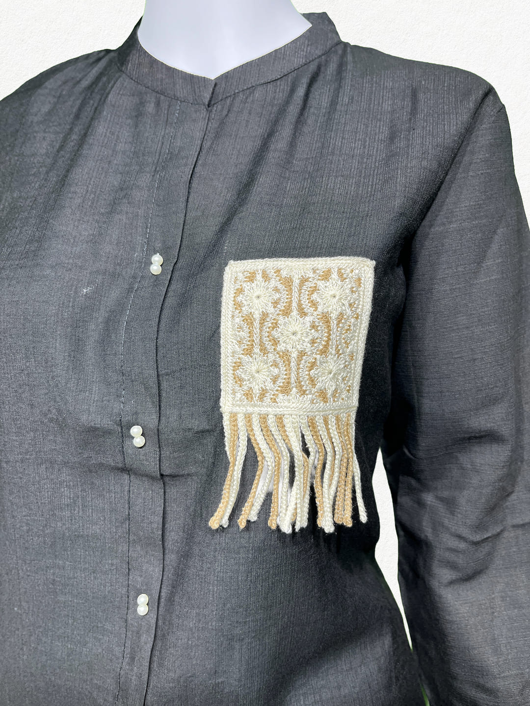 Happiora Onyx Fringe: Artisanal Appliqué Co-ord Set