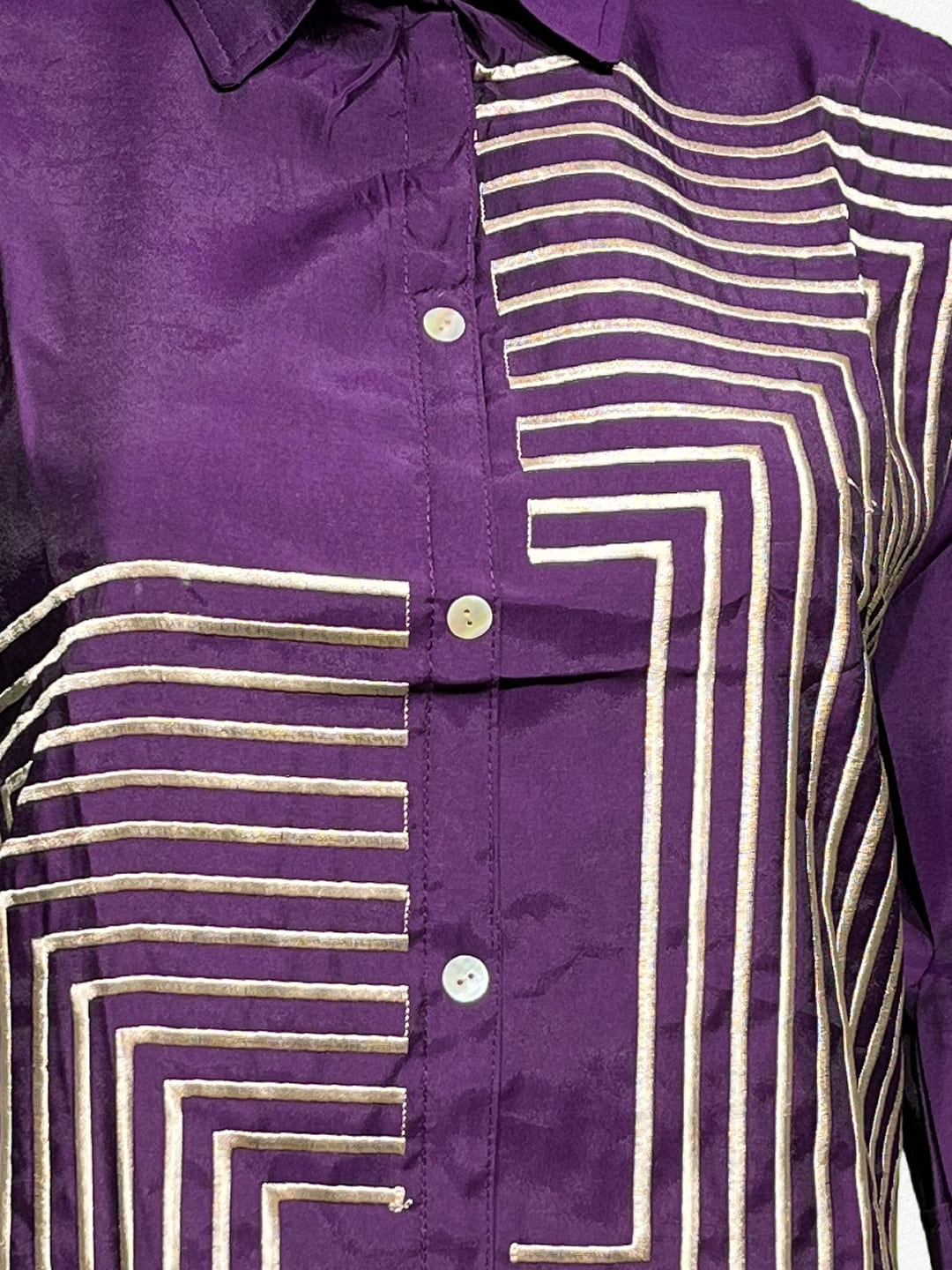 Happiora Regal Amethyst: Geometric Silk-Cotton Co-ord Set