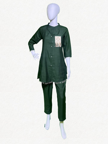 Happiora Emerald Charm: Artisanal Appliqué Co-ord Set