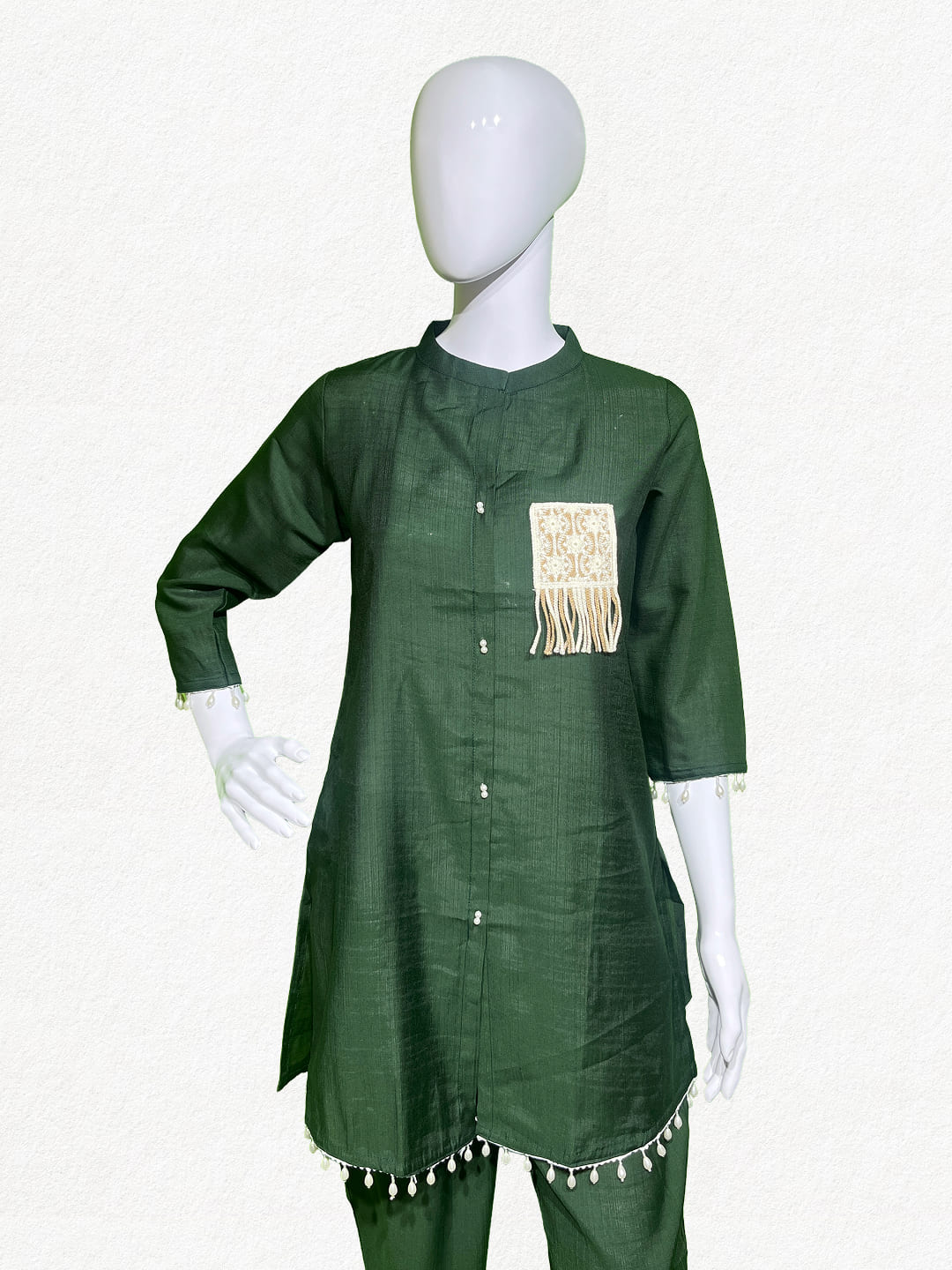 Happiora Emerald Charm: Artisanal Appliqué Co-ord Set