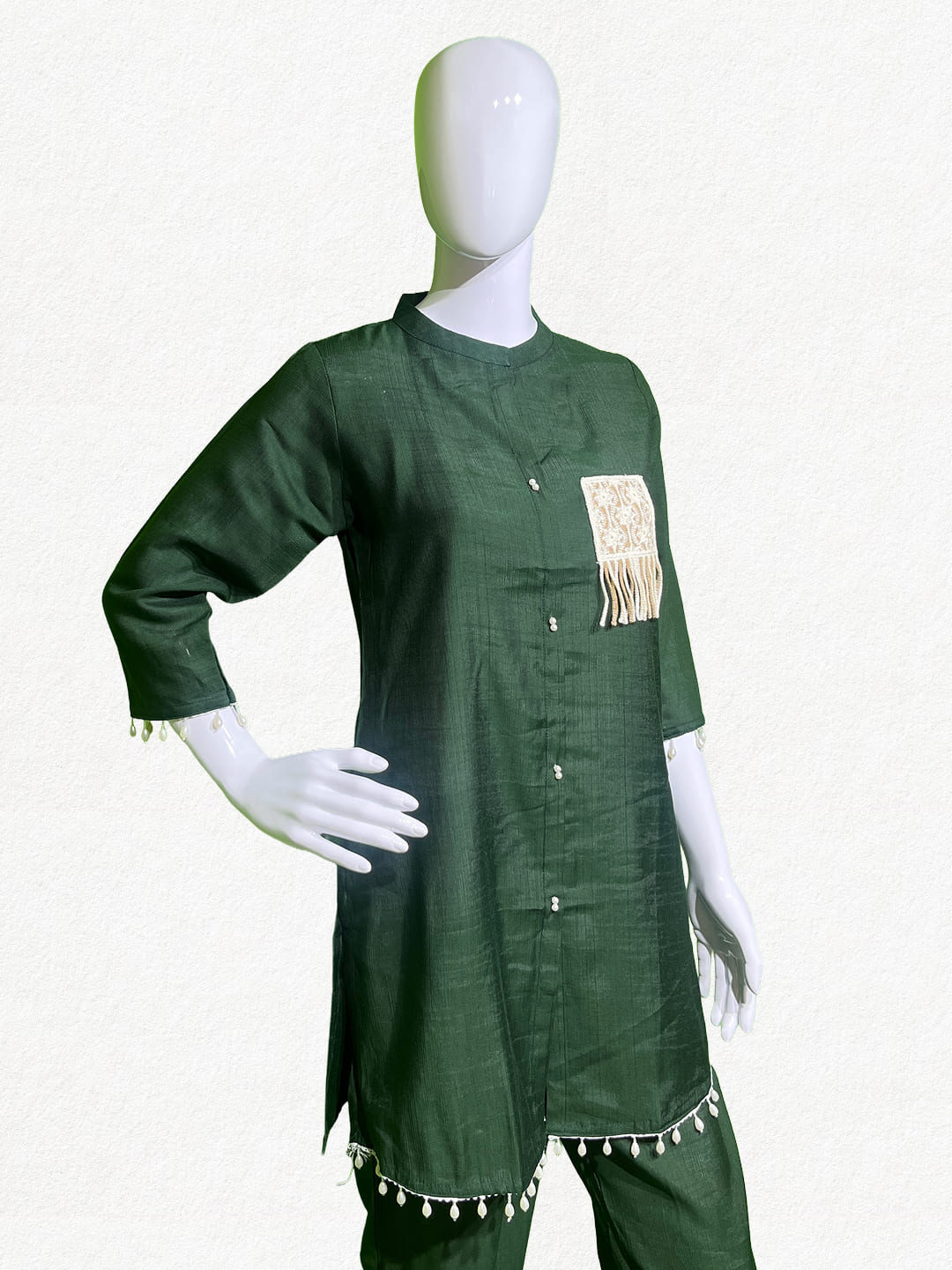 Happiora Emerald Charm: Artisanal Appliqué Co-ord Set