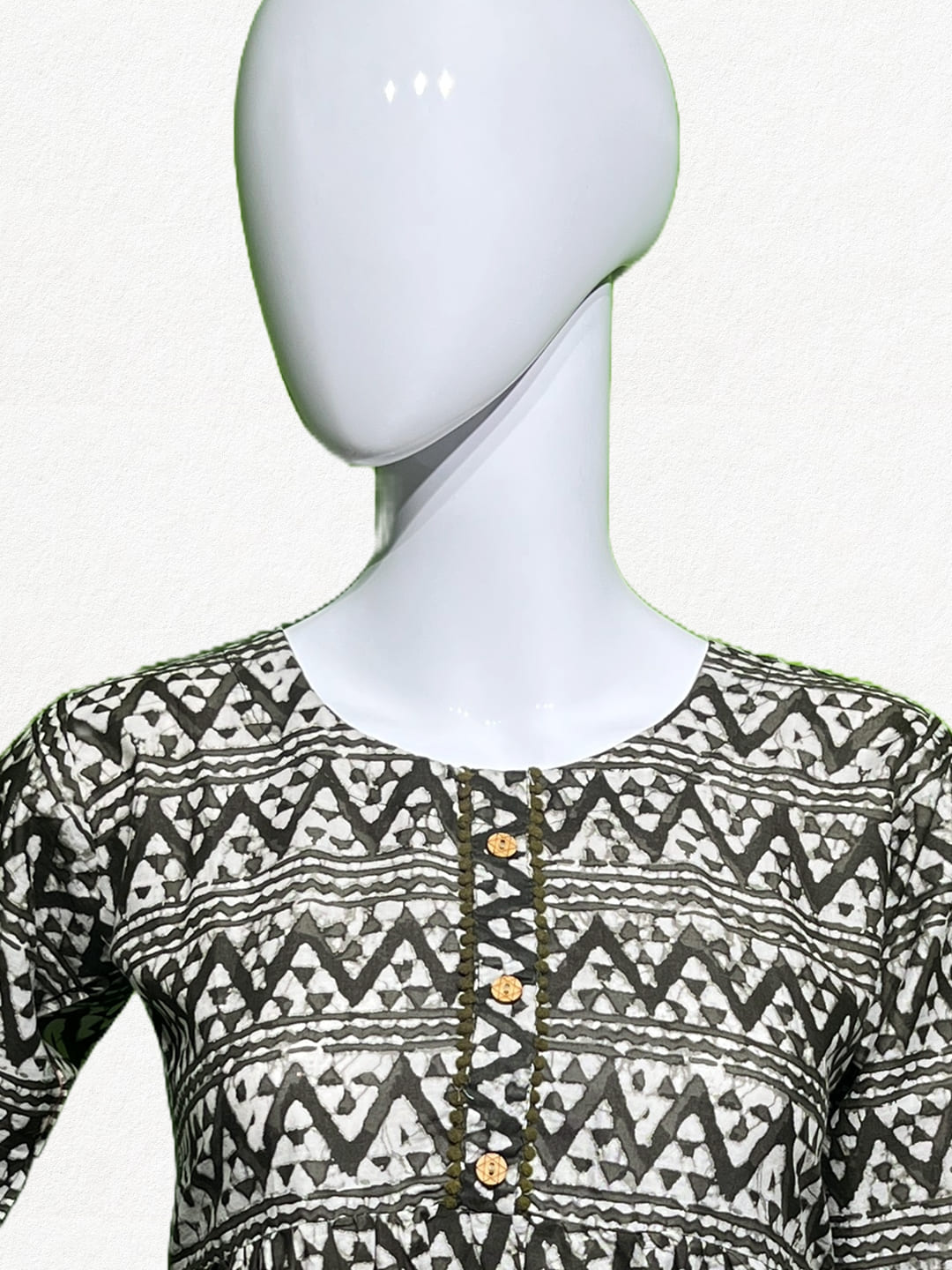 The Monochrome Batik: Pure Cotton Geometric Print Short Kurti