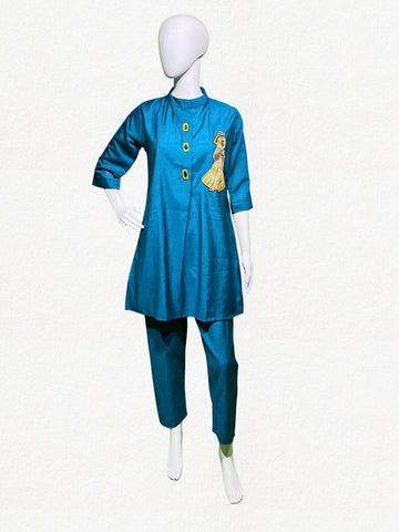 Happiora Sapphire Muse: Artisanal Embroidered Co-ord Set