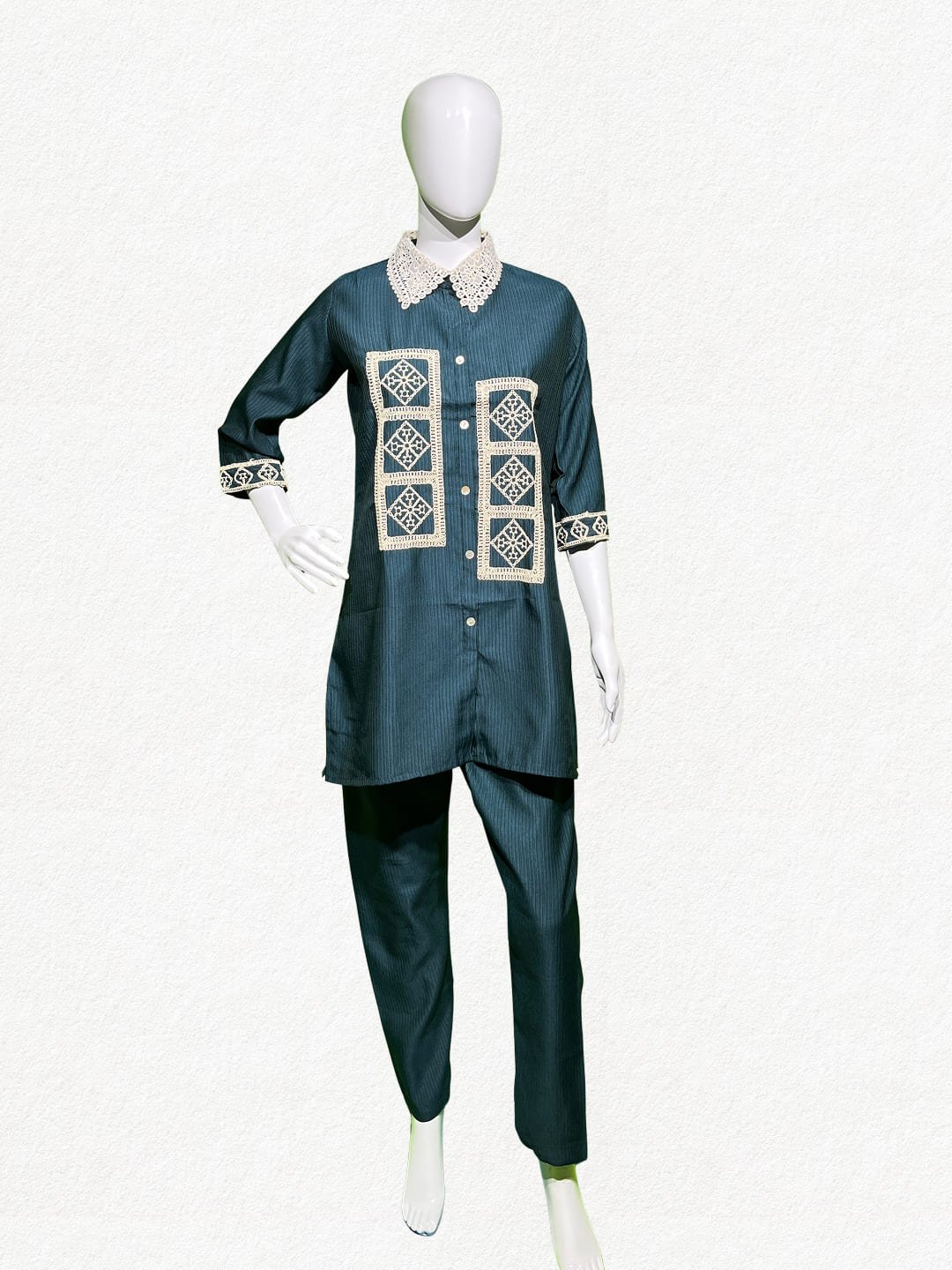 Happiora Slate Mosaic: Lace-Collar Co-ord Set