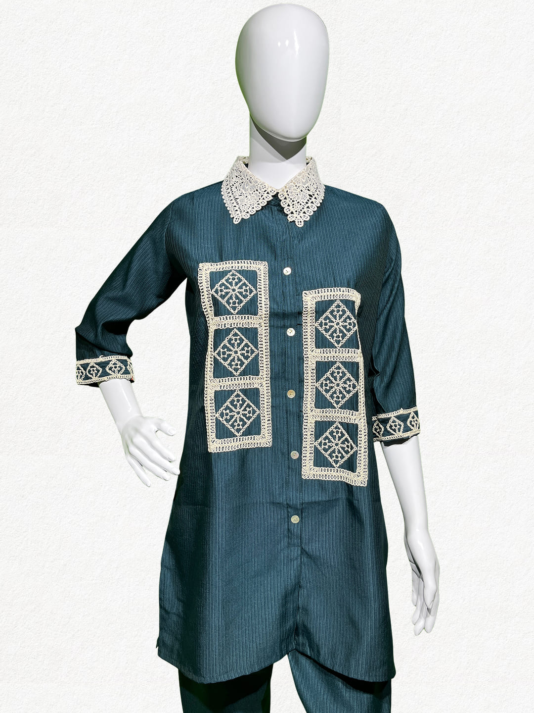 Happiora Slate Mosaic: Lace-Collar Co-ord Set