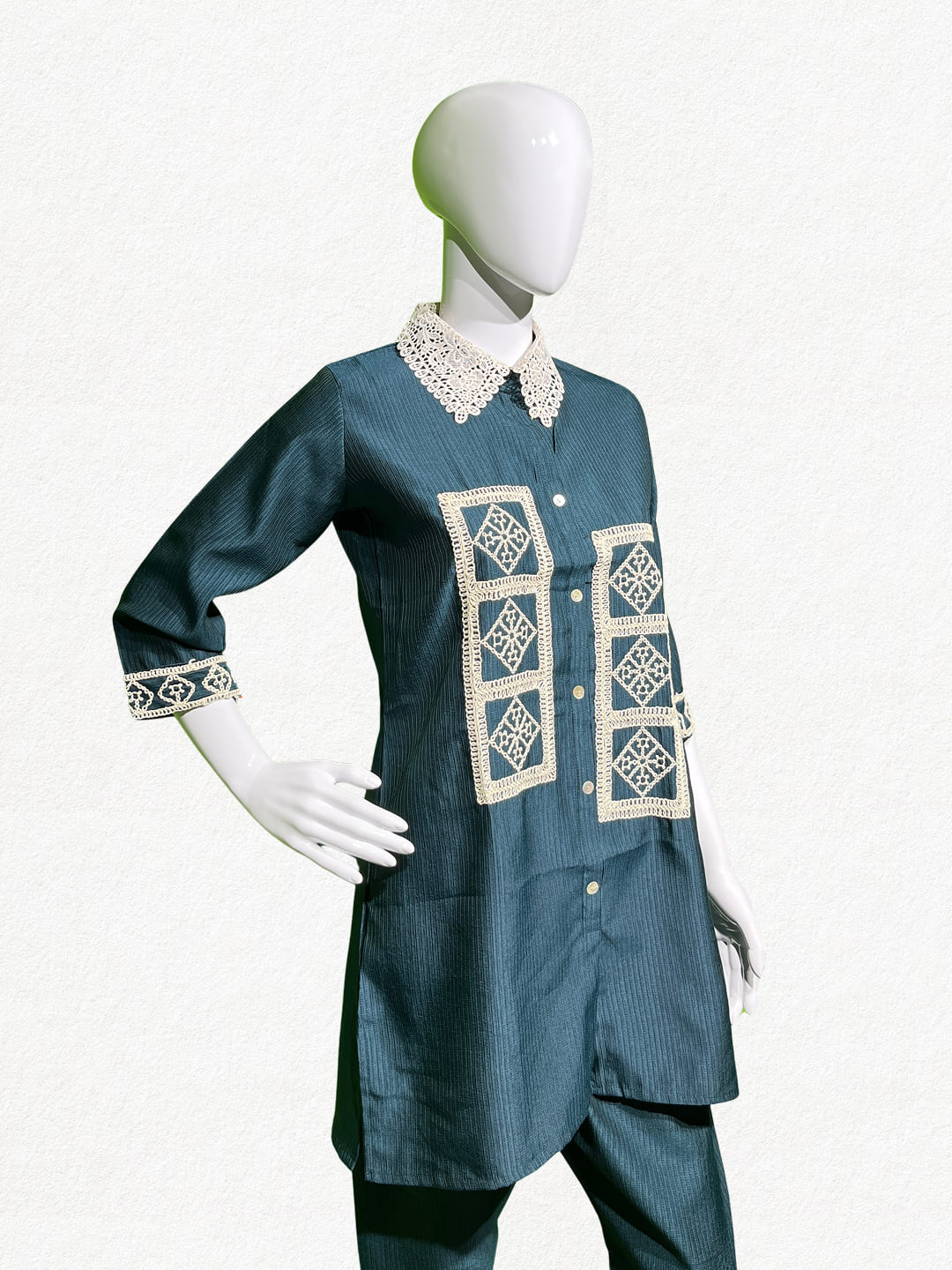 Happiora Slate Mosaic: Lace-Collar Co-ord Set