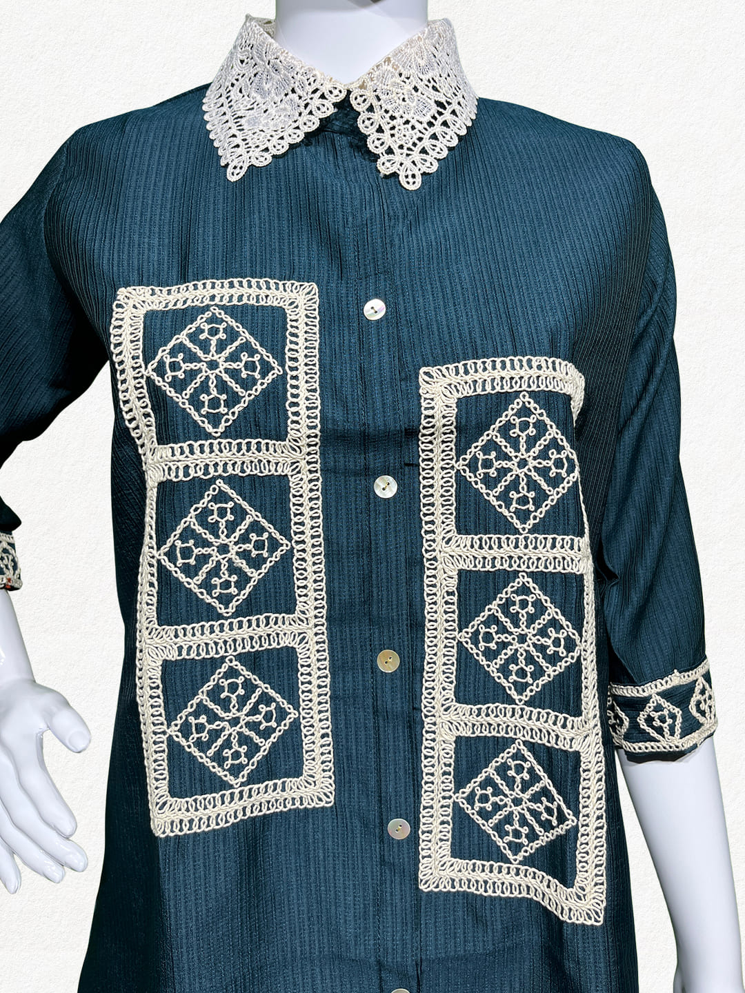 Happiora Slate Mosaic: Lace-Collar Co-ord Set