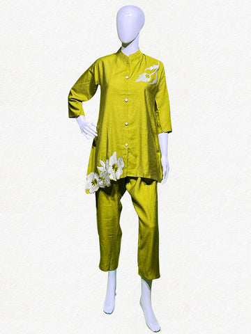 Happiora Citrus Lily: Floral Embroidered Co-ord Set