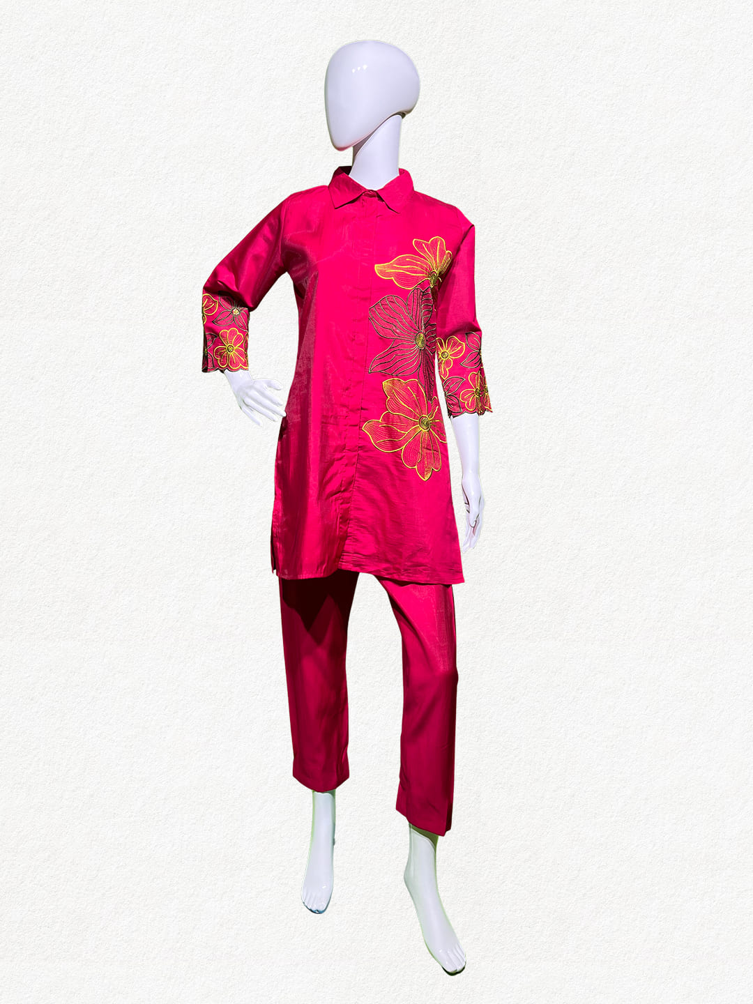 Happiora Fuchsia Flora: Botanical Embroidered Co-ord Set
