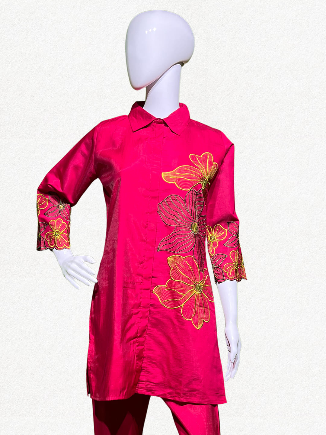 Happiora Fuchsia Flora: Botanical Embroidered Co-ord Set