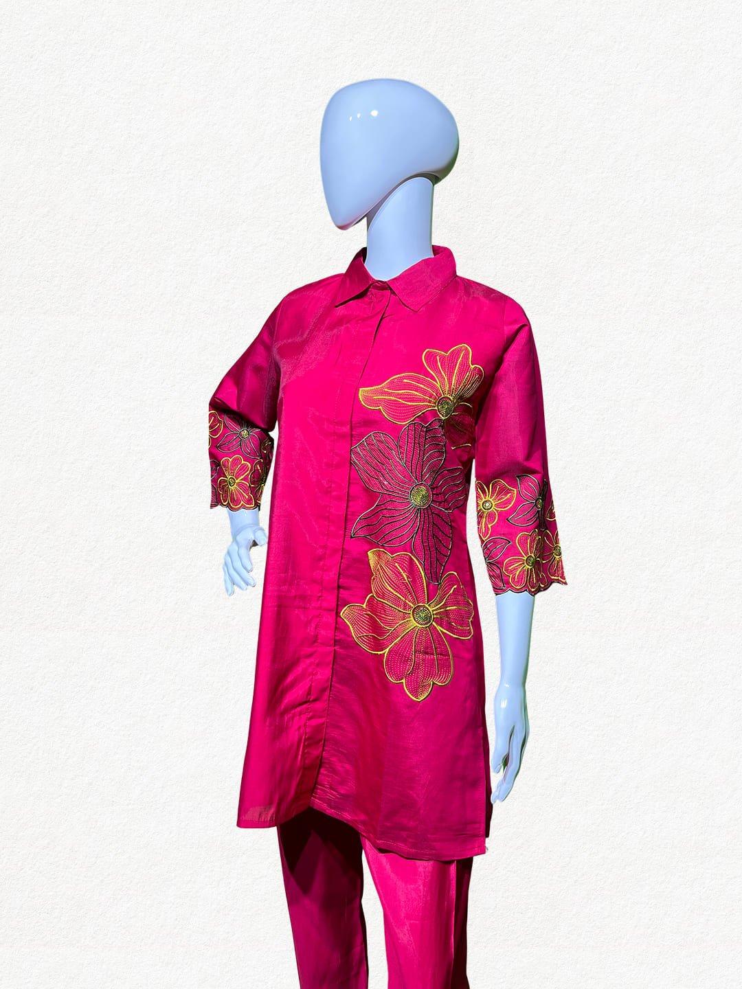 Happiora Fuchsia Flora: Botanical Embroidered Co-ord Set