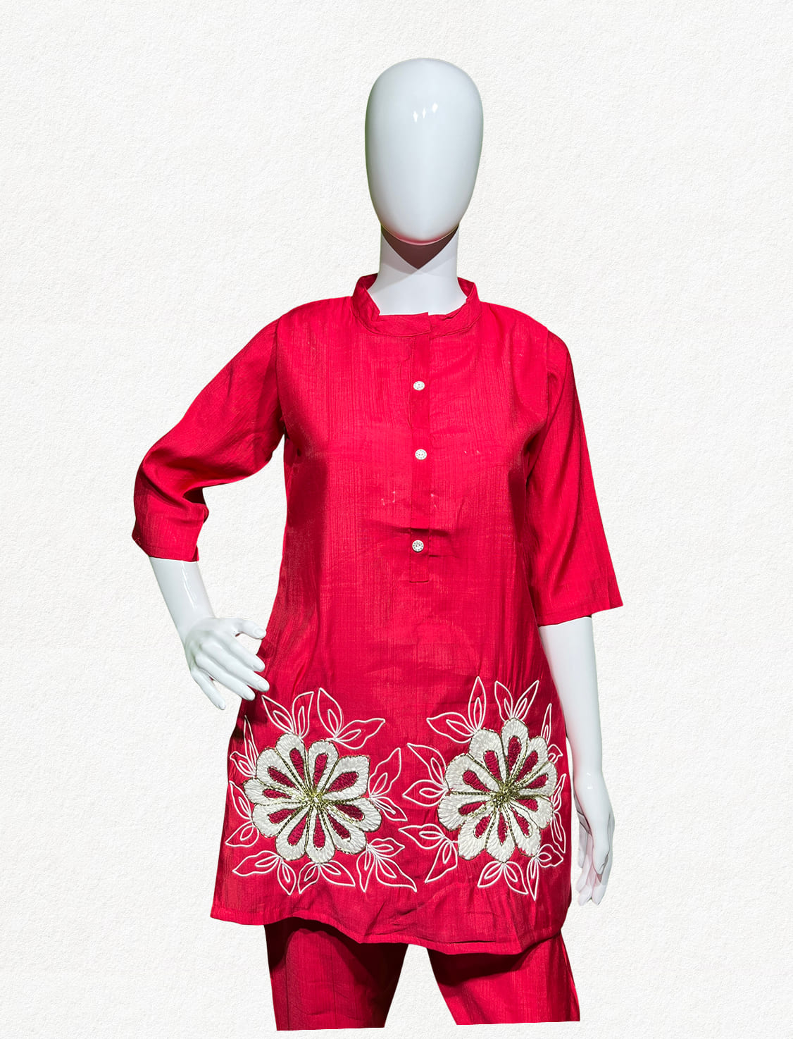 Happiora Cherry Radiance: Beaded Floral Co-ord Set