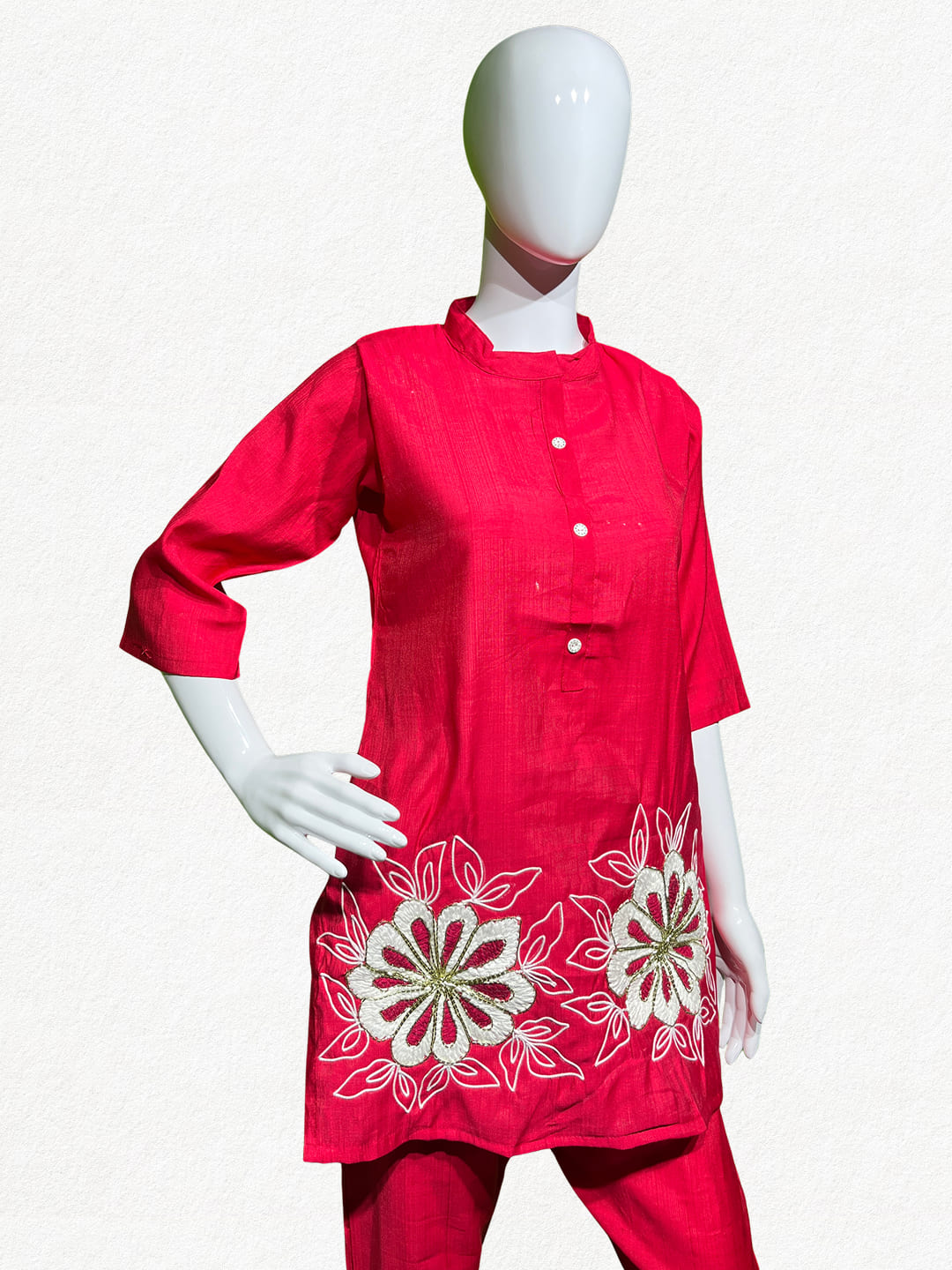 Happiora Cherry Radiance: Beaded Floral Co-ord Set