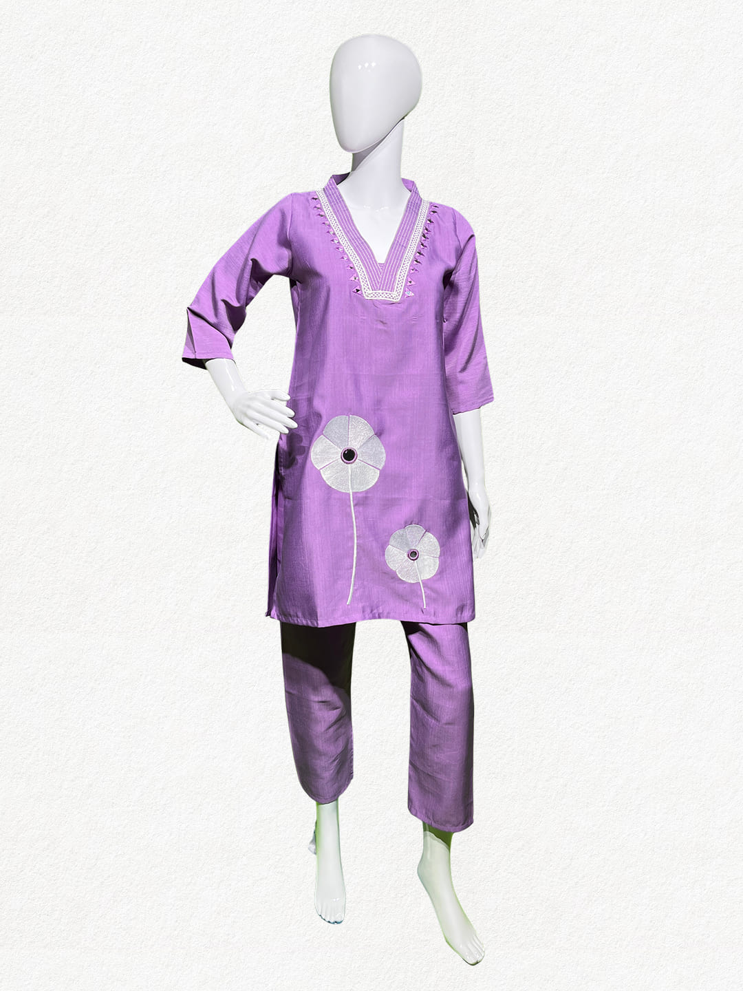 Happiora Lilac Blossom: Mirror-Accented Appliqué Co-ord Set