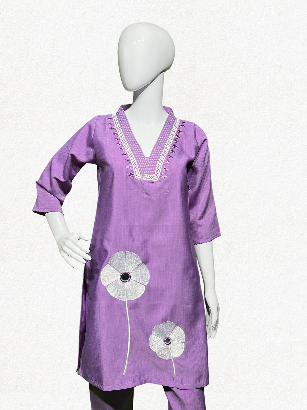 Happiora Lilac Blossom: Mirror-Accented Appliqué Co-ord Set