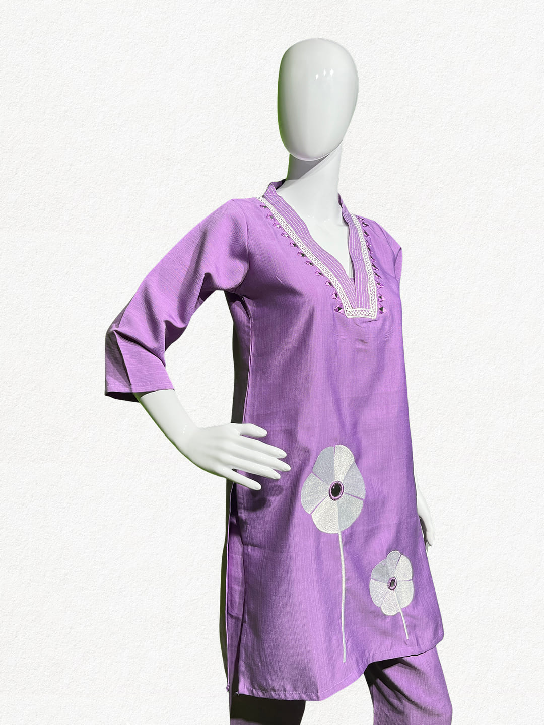 Happiora Lilac Blossom: Mirror-Accented Appliqué Co-ord Set