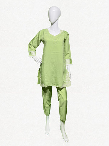 Happiora Mint Dewdrop: Embroidered Scallop Co-ord Set