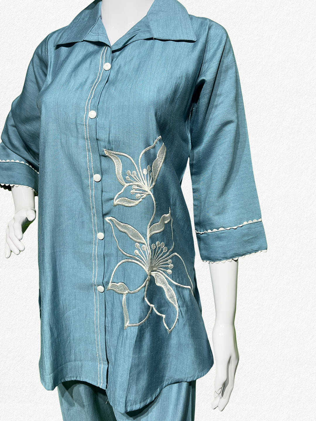 Happiora Sky Blossom: Floral Embroidered Co-ord Set