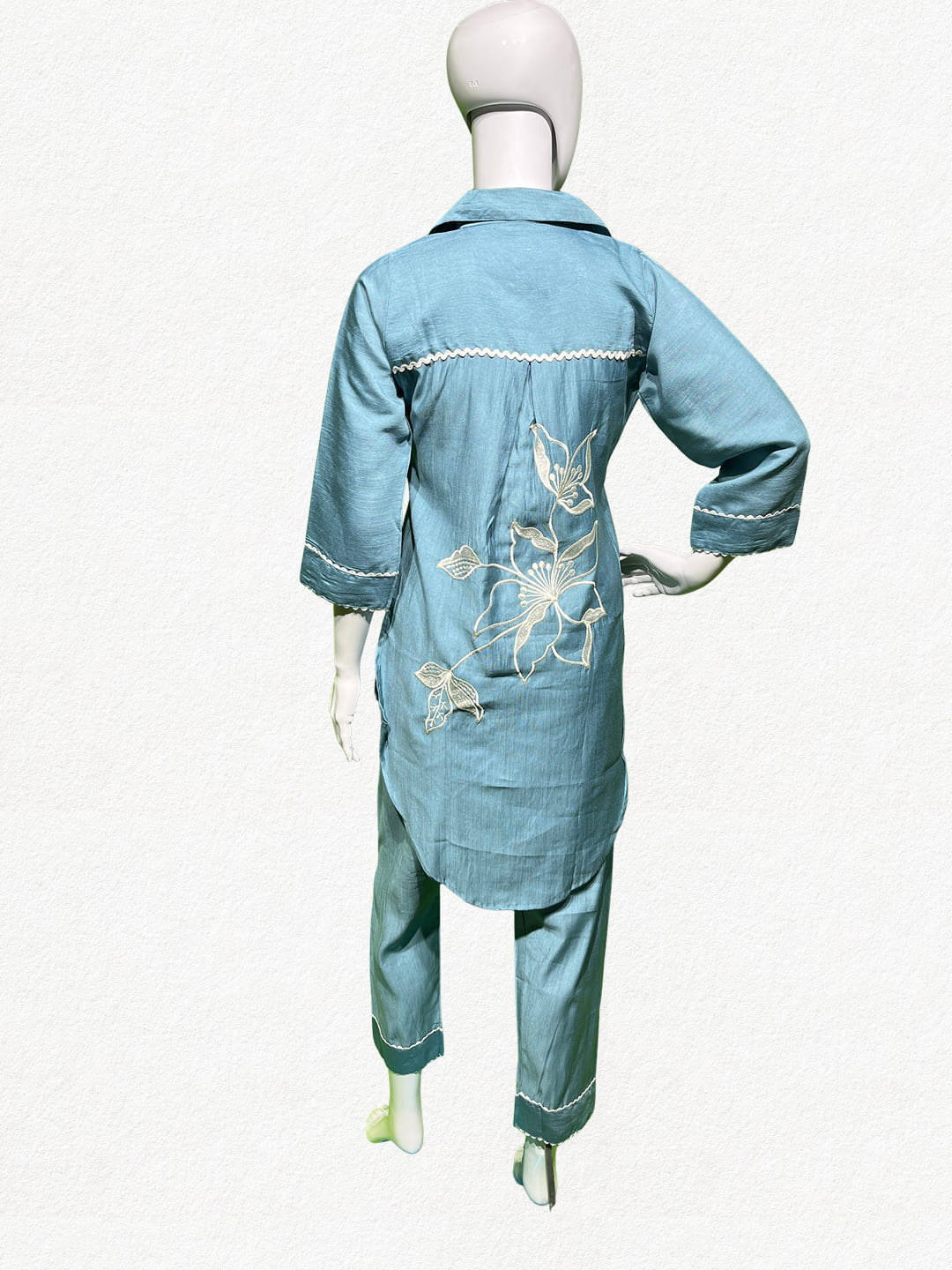 Happiora Sky Blossom: Floral Embroidered Co-ord Set