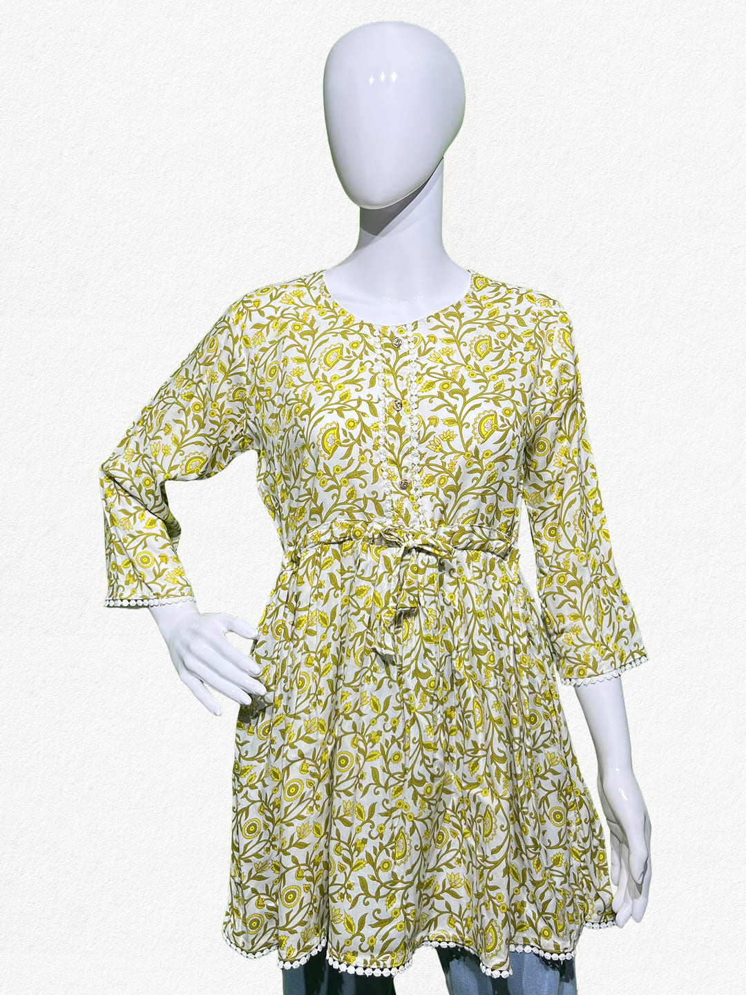 Happiora Sunshine Vine: Pure Cotton Floral Peplum Tunic