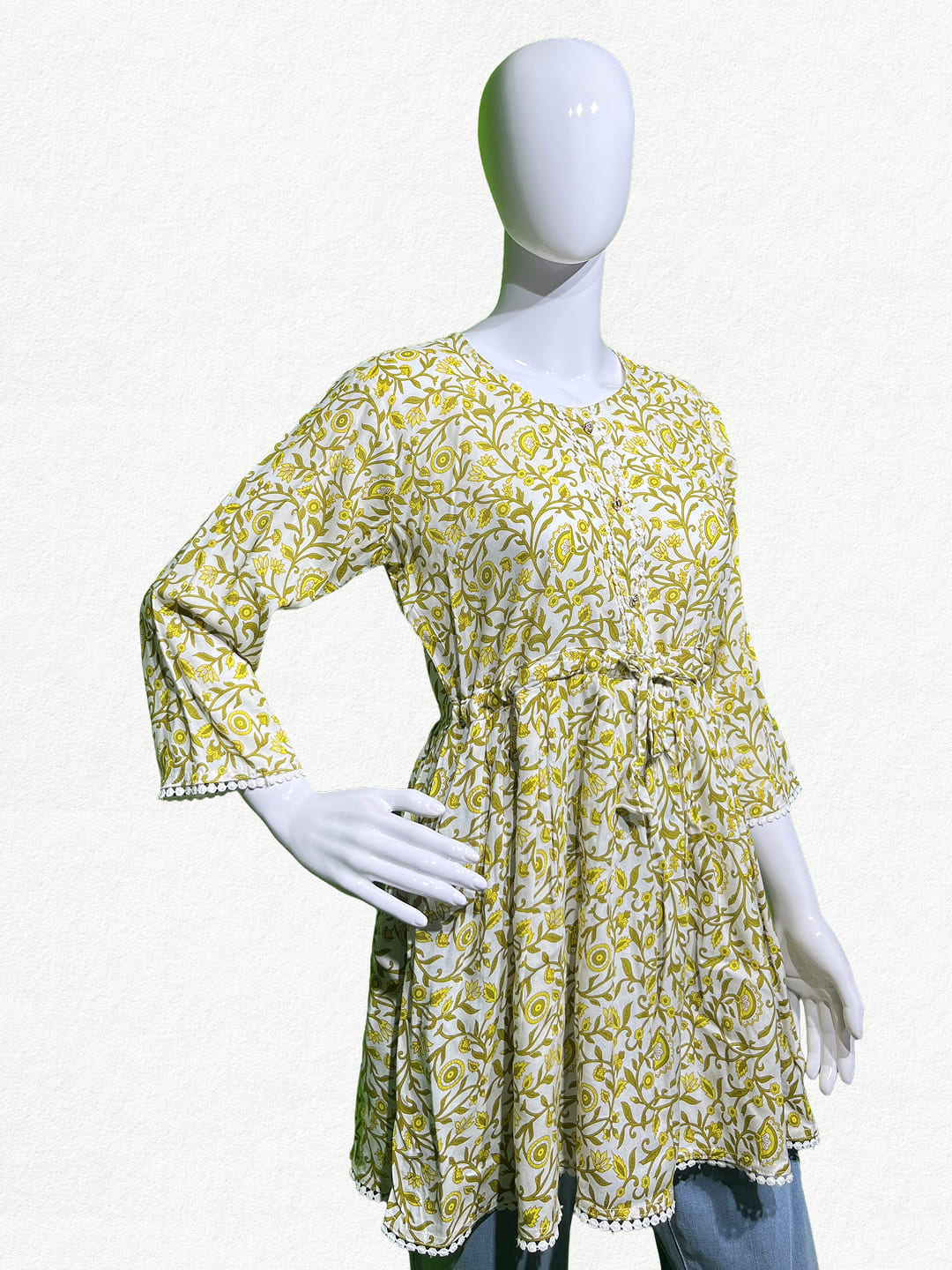Happiora Sunshine Vine: Pure Cotton Floral Peplum Tunic