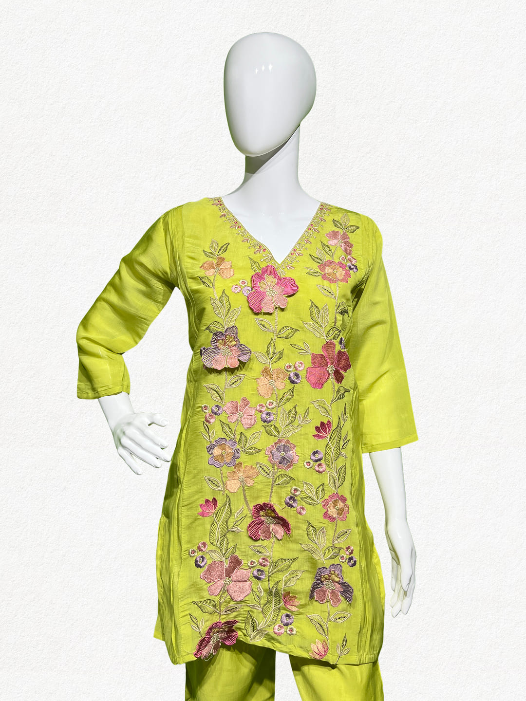 Happiora Lime Blossom: 3D Floral Appliqué Co-ord Set