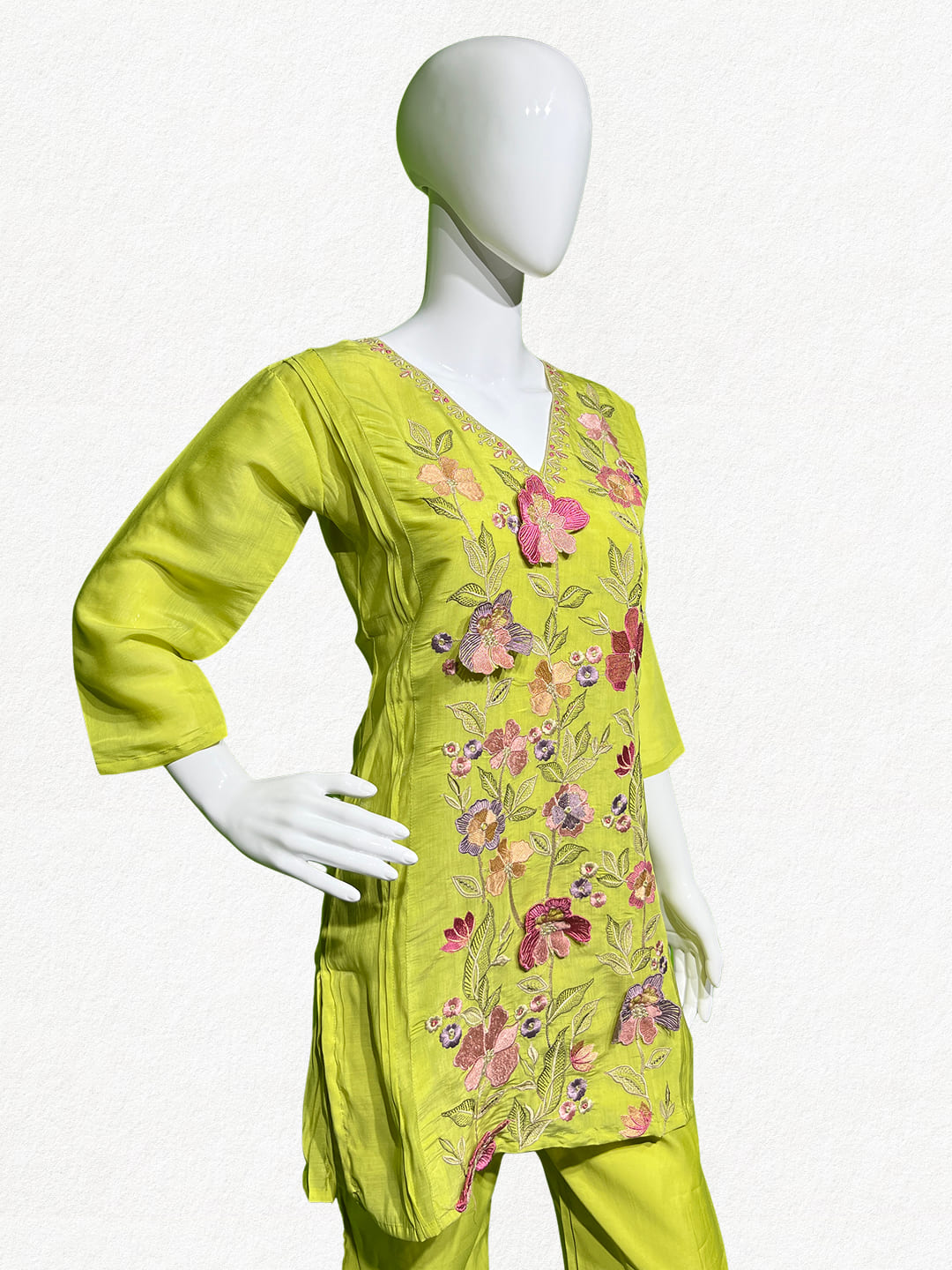 Happiora Lime Blossom: 3D Floral Appliqué Co-ord Set