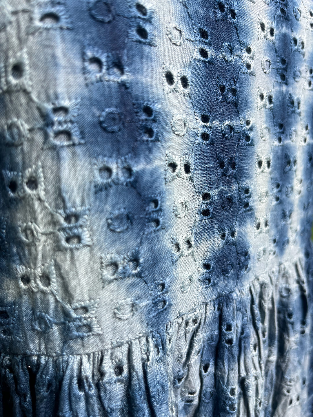 Indigo Skies: Shibori Tie-Dye Schiffli Cotton Tunic