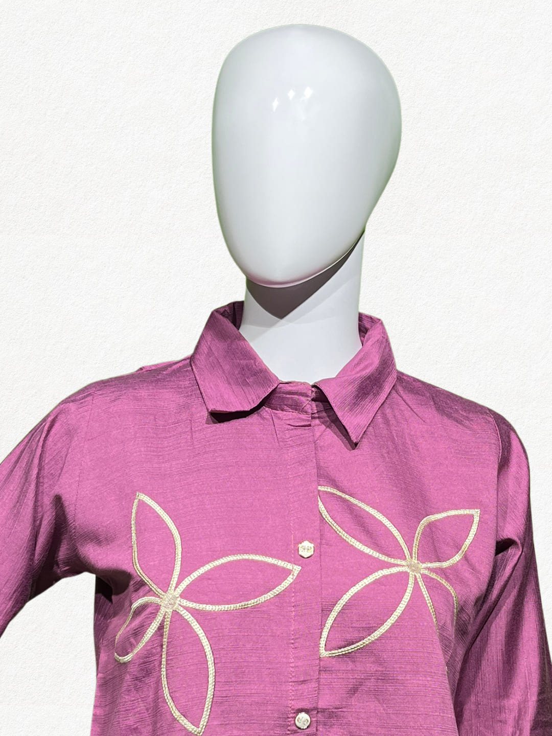 Happiora Orchid Canvas: Line-Art Embroidered Co-ord Set