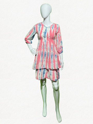 Candy Cloud: Tie-Dye Schiffli Cotton Tunic with Side-Cut Details