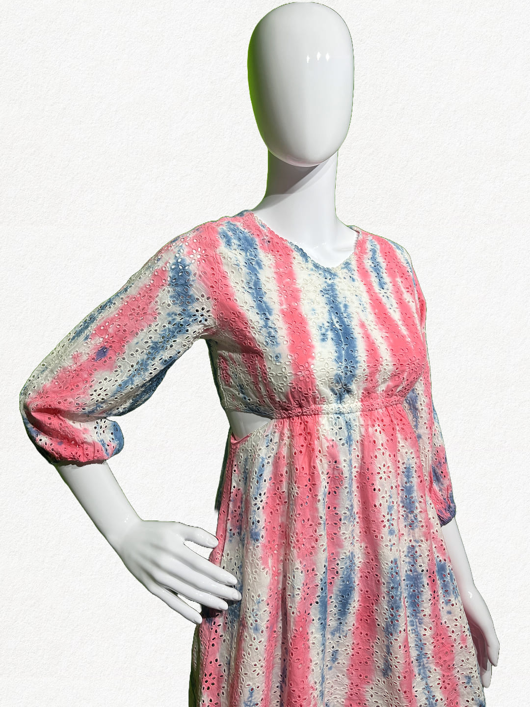Candy Cloud: Tie-Dye Schiffli Cotton Tunic with Side-Cut Details