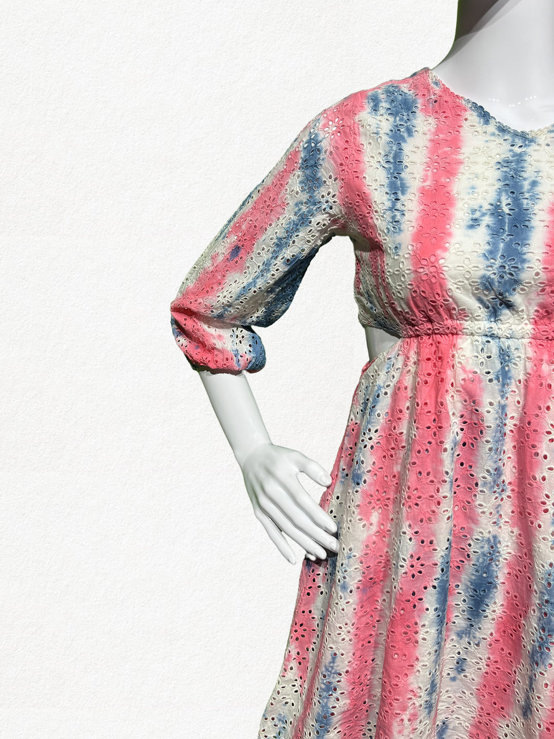 Candy Cloud: Tie-Dye Schiffli Cotton Tunic with Side-Cut Details