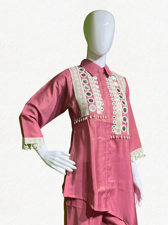 Happiora Rose Radiance: Mirror-Work Asymmetrical Co-ord Set