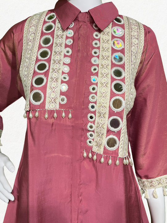 Happiora Rose Radiance: Mirror-Work Asymmetrical Co-ord Set